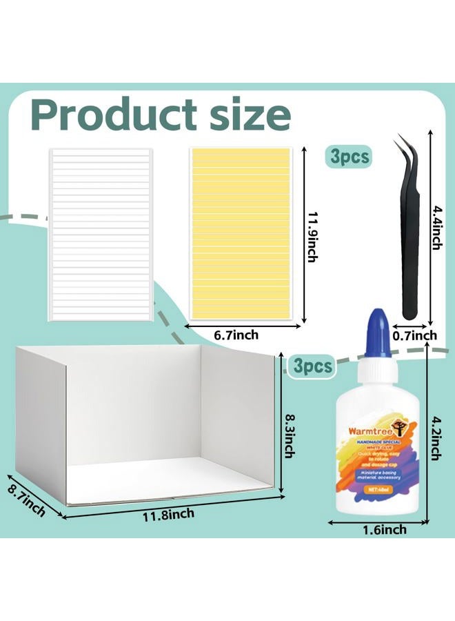 Warmtree 2 Pcs Diorama Box Cardboard Kit Supplies With Double Sided Tapes Tweezers White Latex Adhesive For Project Display, Display Case, 11.8 X 8.7 8.3 Inch - Image 3