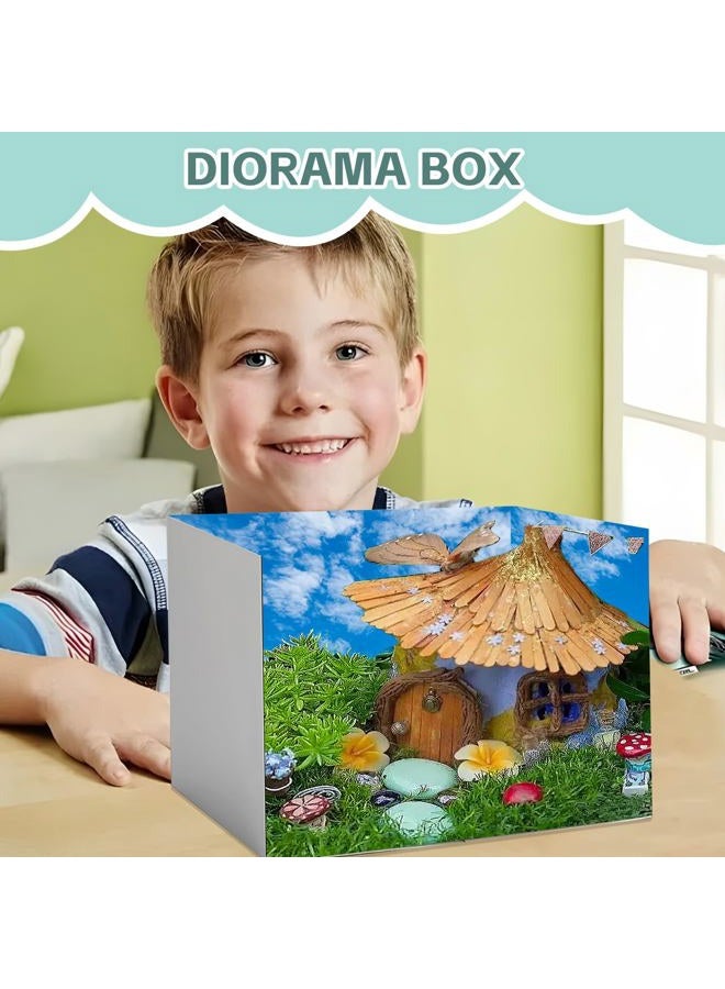 Warmtree 2 Pcs Diorama Box Cardboard Kit Supplies With Double Sided Tapes Tweezers White Latex Adhesive For Project Display, Display Case, 11.8 X 8.7 8.3 Inch - Image 4