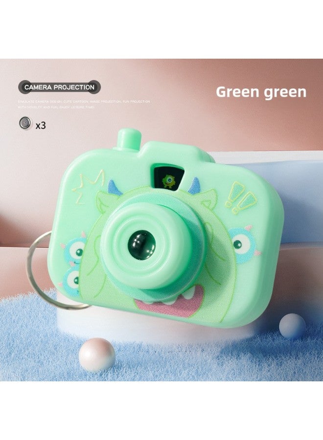 Creative Monster Three-eyed Monster Simulation Projection Camera Toy Keychain Children Girl Schoolbag Cartoon Small Pendant-Color:RYB034 Little Monster Camera Green  - Image 1