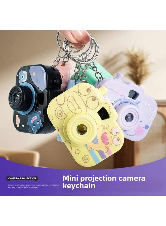 Creative Monster Three-eyed Monster Simulation Projection Camera Toy Keychain Children Girl Schoolbag Cartoon Small Pendant-Color:RYB034 Little Monster Camera Green  - Image 2