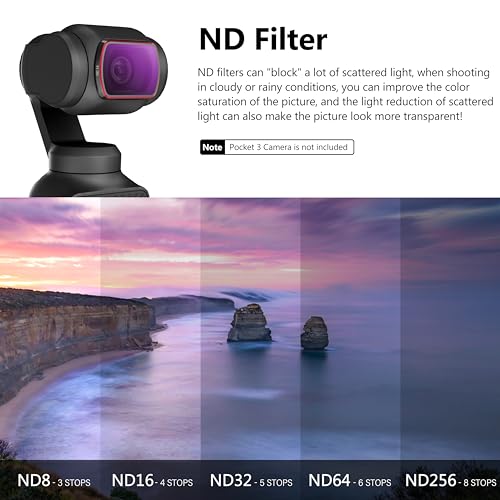 STARTRC مجموعة فلاتر مغناطيسية CPL و ND لـ DJI Osmo Pocket 3 - 6 قطع CPL، ND8، ND16، ND32، ND64، ND256، إطار ألمنيوم فائق النحافة - Image 3