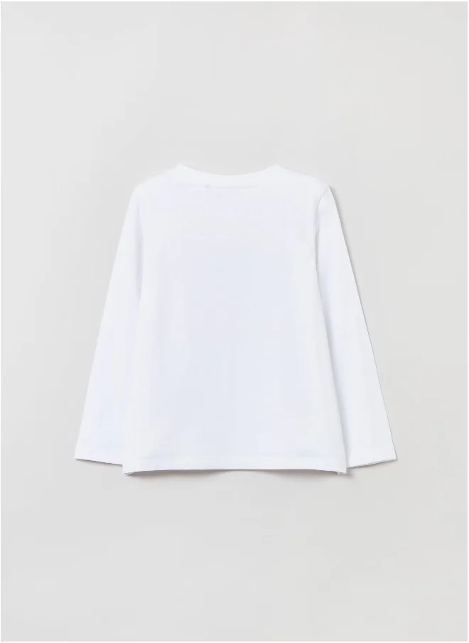 Ovs Ovs Stretch Cotton T-Shirt With Flower Print