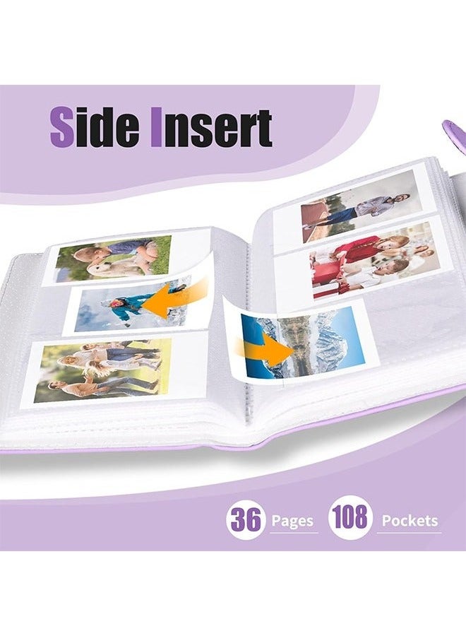 روكاوات 108 Pockets Mini Album متوافق مع Fujifilm Instax Mini Film ، مناسب لـ Instax Mini 12/11/7+/9/Evo/Link 2 ، 2x3 "ألبوم صور Canon Ivy 2 Kpop Photocard (Lilac Purple) - Image 5