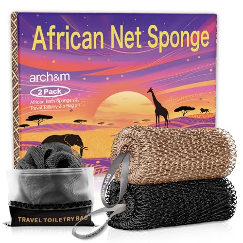 ARCH&M African Net Sponge Authentic - Extra-Long 53 inch Back Scrubber Quick-Dry Exfoliating Shower Loofah for Women and Men Daily Use Soft Mesh All Skin Types Travel-Friendly Bath Accessories Gift - Image 1