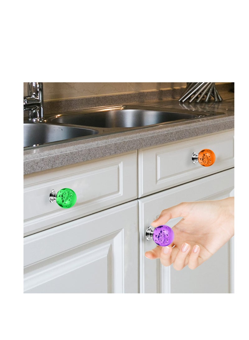 SYOSI Dresser Knobs Drawer Knobs, 10 PCS 30mm Colorful Cabinet Knobs, Round Glass Bubbles Knobs, Glass Knobs Pull for Home, Cabinet, Drawer with 10 Same Size Screws  - Image 2