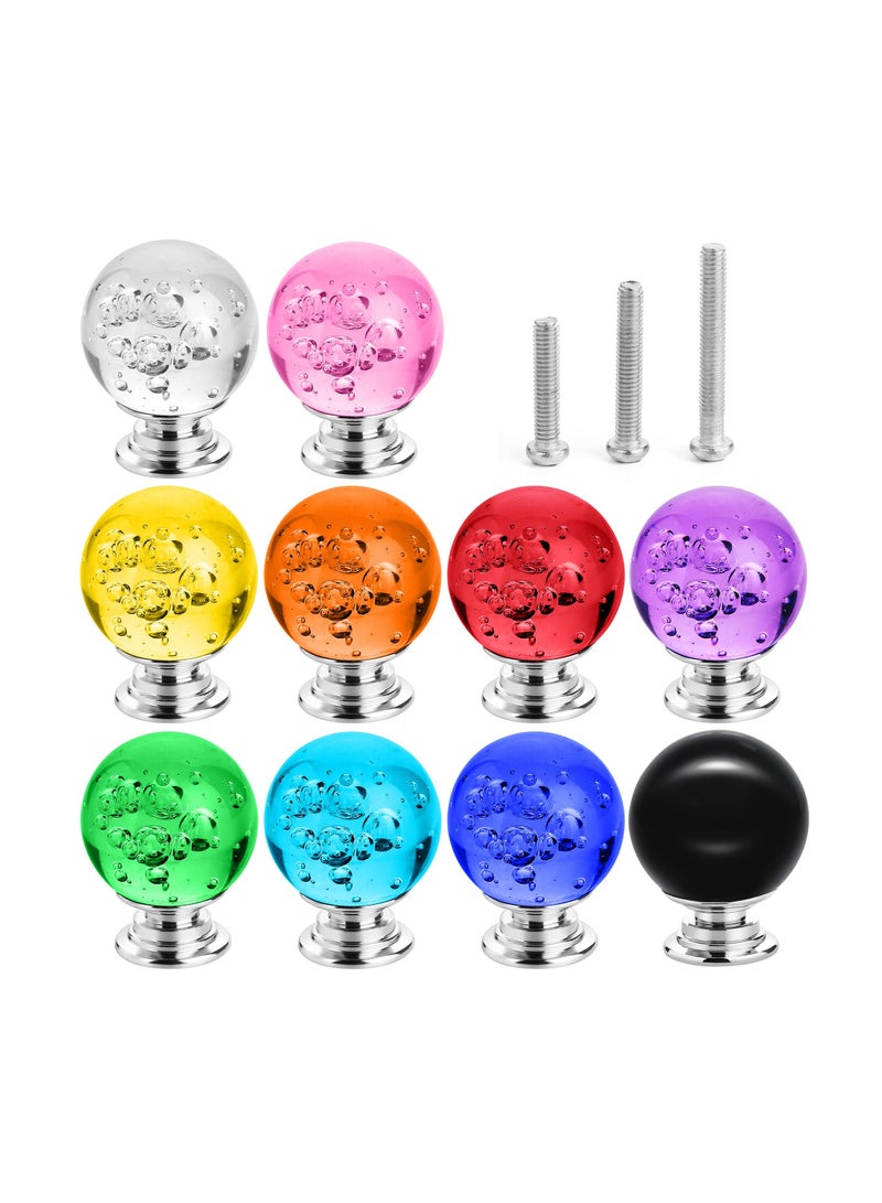 SYOSI Dresser Knobs Drawer Knobs, 10 PCS 30mm Colorful Cabinet Knobs, Round Glass Bubbles Knobs, Glass Knobs Pull for Home, Cabinet, Drawer with 10 Same Size Screws  - Image 5