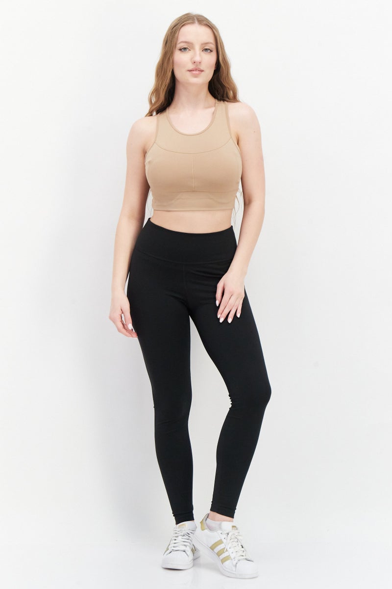 PUMA Women Brand Logo Non Padded Sports Bra, Tan  - Image 3