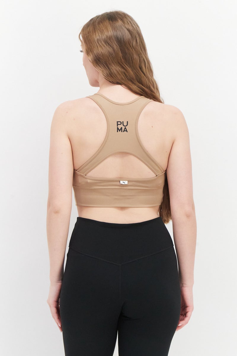PUMA Women Brand Logo Non Padded Sports Bra, Tan  - Image 4