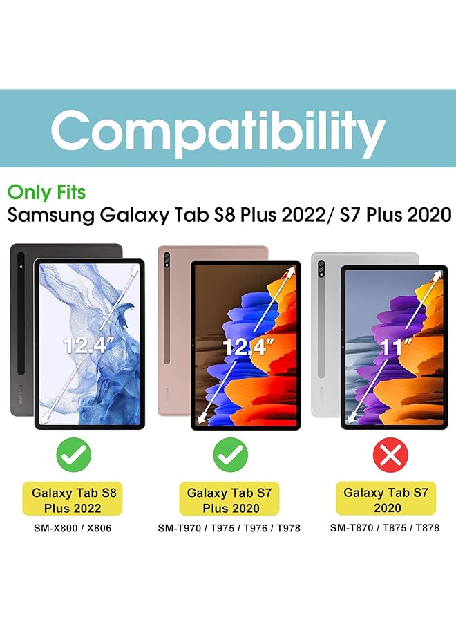 Procases Galaxy Tab S8 Plus S7 Plus 12.4 Inch Case Slim Lightweight Stand Case Shell Cover For Samsung X800 X806 T970 T975 T976 T978 2022 2020 Release -Navy - Image 2