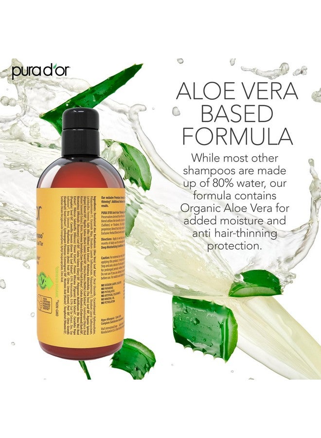 PURA D'OR 16 Oz MD Anti-Hair Thinning Maximum Defense Shampoo - 0.5% Coal Tar, Biotin, 19+ DHT Herbal Blend For Dry & Itchy Scalp, No Sulfates - For Men & Women - Image 5