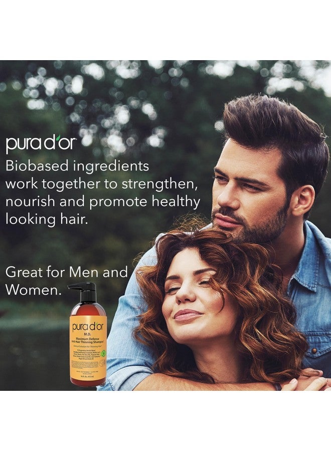 PURA D'OR 16 Oz MD Anti-Hair Thinning Maximum Defense Shampoo - 0.5% Coal Tar, Biotin, 19+ DHT Herbal Blend For Dry & Itchy Scalp, No Sulfates - For Men & Women - Image 4