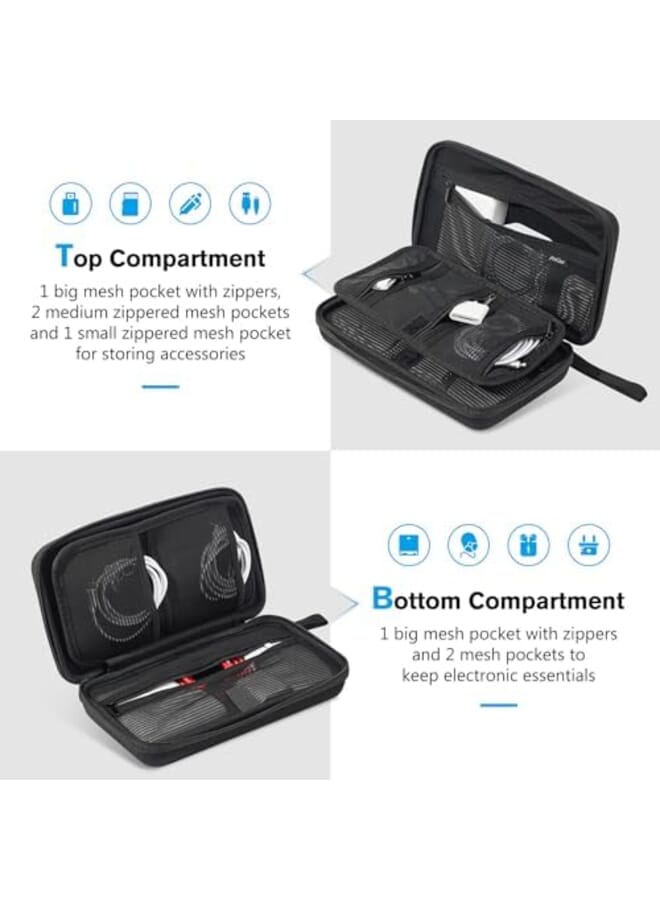 Procases Electronic Accessories Organizer Travel Organizer Bag For Electronics Accessories Charger Cord Portable External Hard Drive Usb Cables Power Bank Sd Memory Cards Black - Image 3
