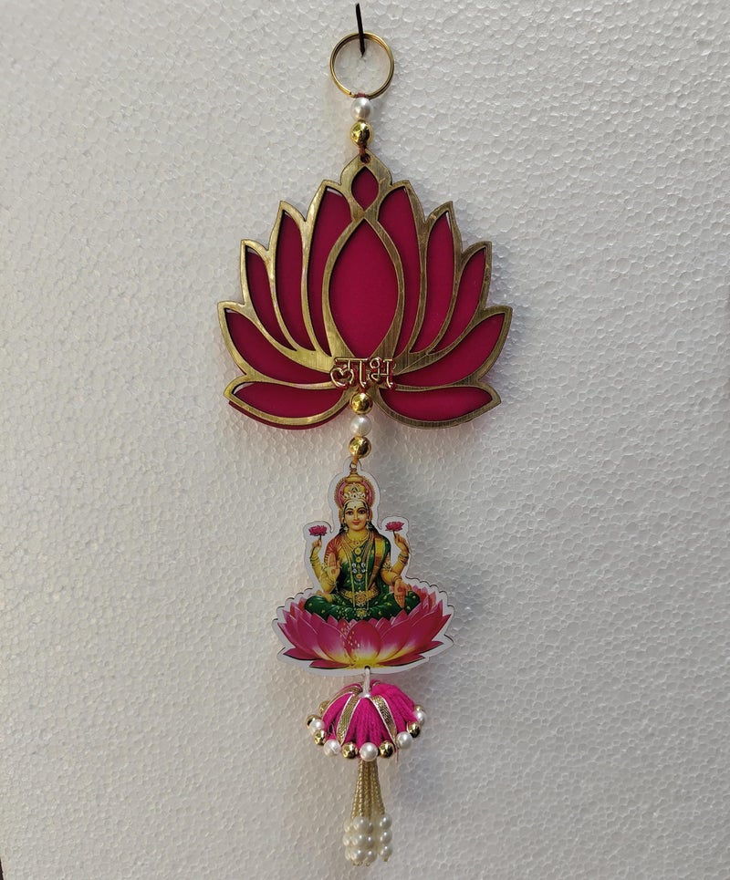CraftVatika Diwali Decoration Items, Wall Hanging for Home Decoration, Laxmi Ganesha Shubh Labh Lotus Latkan Toran for Home Wall Door Decoration, Diwali Deepawali Gifts (28.5 CM Height) (10 Pieces) - Image 4