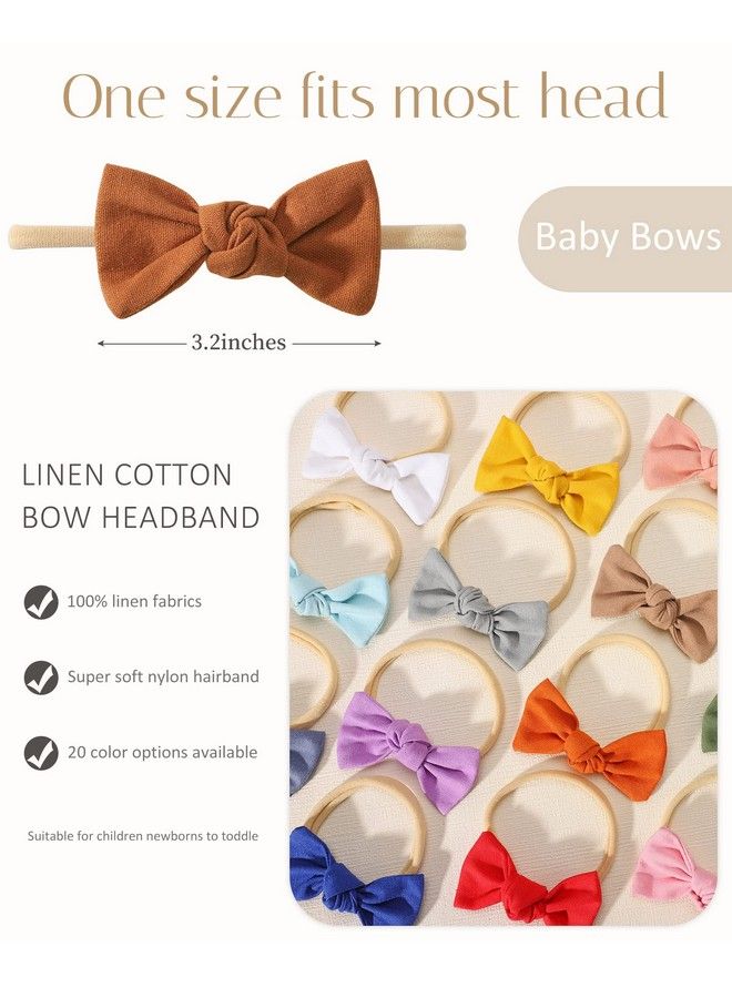 jollybows 20Pcs 3.2" Baby Girls Line Headbands Hair Bows Stretchy Nylon Hairbands For Newborn Infant Toddler Hair Accessories - Image 3