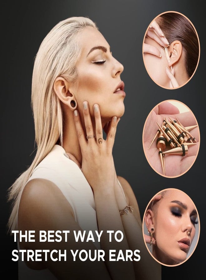 BodyJ4You 36PC Ear Stretching Kit - Beginner Gauges 14G-00G Starter Set - Goldtone Stainless Steel Tapers Single Flare Plugs Tunnels O-Rings - Women Eyelet Mens Earrings Expander Piercing Jewelry - Image 4