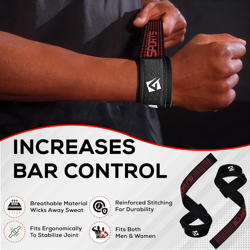 AQF Lifting Wrist Straps for Weightlifting, Powerlifting & Deadlifts – 23” Neoprene Padded Cotton Straps for Strength Training & Gym Workouts - Maximum Grip Support for Men & Women - Image 3