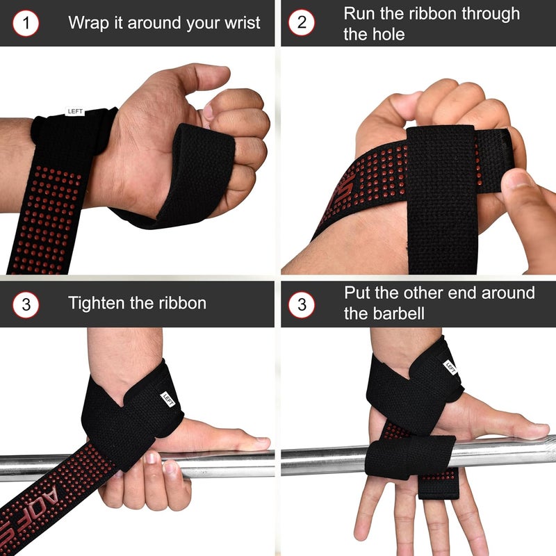 AQF Lifting Wrist Straps for Weightlifting, Powerlifting & Deadlifts – 23” Neoprene Padded Cotton Straps for Strength Training & Gym Workouts - Maximum Grip Support for Men & Women - Image 5