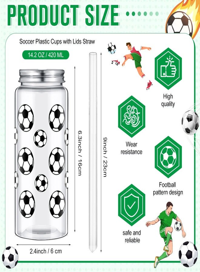 Reallnaive 24 Pcs Soccer Party Favors 7.9" x 7.9" x 3.5" Clear Soccer PVC Gift Bags and 14.2 oz Clear Reusable Plastic Sports Bottles with Lid and Straw for Team Gifts Birthday Decoration - Image 2