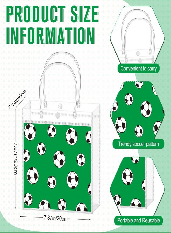 Reallnaive 24 Pcs Soccer Party Favors 7.9" x 7.9" x 3.5" Clear Soccer PVC Gift Bags and 14.2 oz Clear Reusable Plastic Sports Bottles with Lid and Straw for Team Gifts Birthday Decoration - Image 3