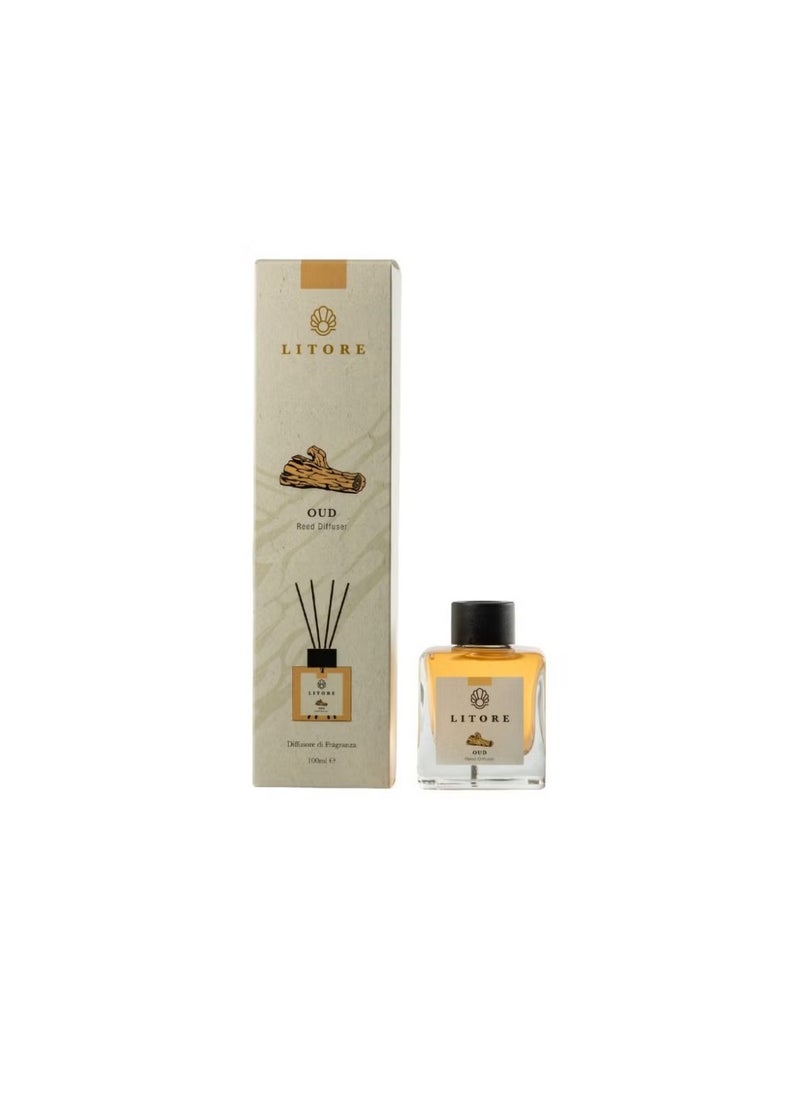 Litore Litore Reed Diffuser - Oud Fragrance, 100ml | Long-Lasting Home Fragrance | Natural & Elegant Room Diffuser  - Image 1