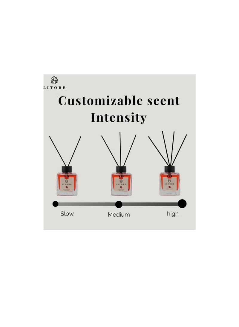 Litore Litore Reed Diffuser - Oud Fragrance, 100ml | Long-Lasting Home Fragrance | Natural & Elegant Room Diffuser  - Image 3