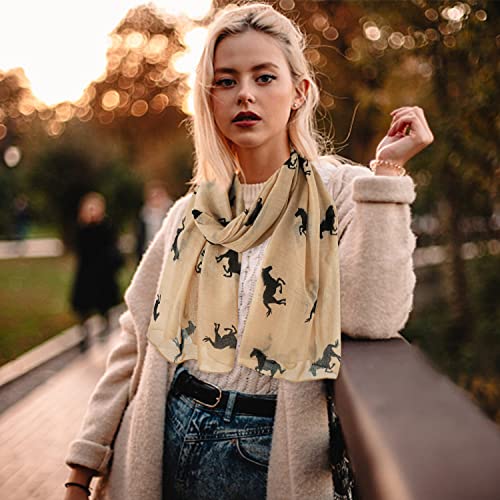 E-Clover Herebuy Cool Animal Print Scarves: Fashionable Horse Print Scarf for Women Mother's Day Gift (Brown&Black) - Image 2