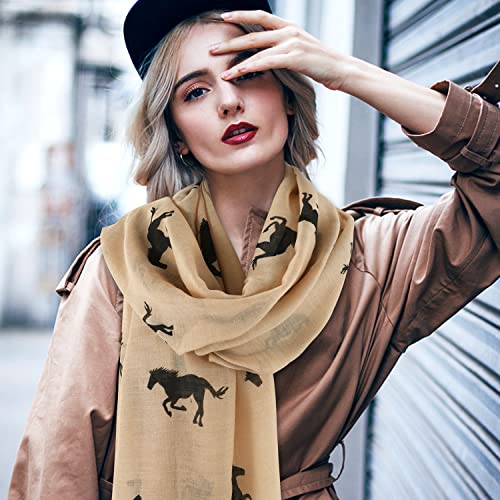 E-Clover Herebuy Cool Animal Print Scarves: Fashionable Horse Print Scarf for Women Mother's Day Gift (Brown&Black) - Image 3