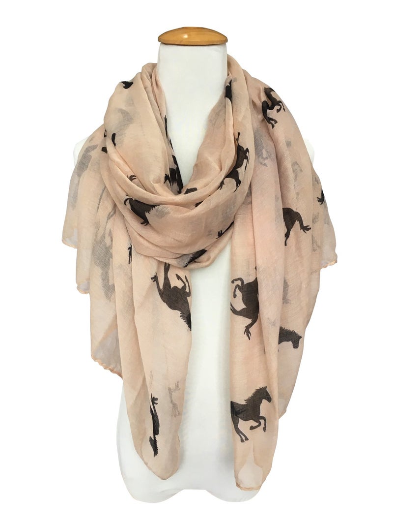 E-Clover Herebuy Cool Animal Print Scarves: Fashionable Horse Print Scarf for Women Mother's Day Gift (Brown&Black) - Image 4