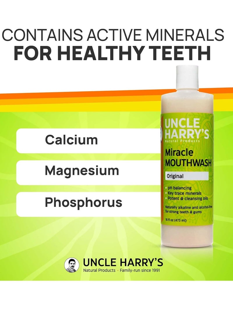 Uncle Harry's Natural Alkalizing Miracle Mouthwash | Adult & Kids Mouthwash for Bad Breath | pH Balanced Oral Care Mouth Wash & Mouth Rinse (16 fl oz) - Image 3