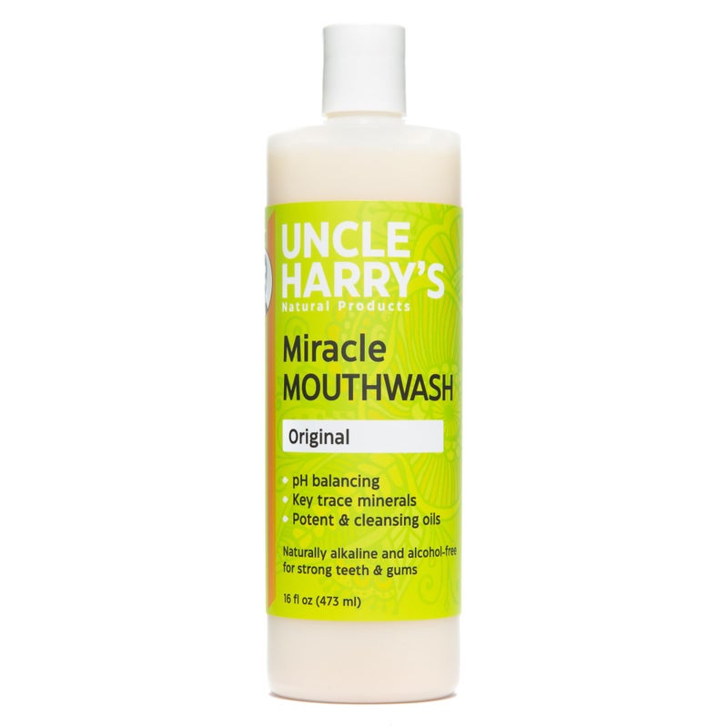 Uncle Harry's Natural Alkalizing Miracle Mouthwash | Adult & Kids Mouthwash for Bad Breath | pH Balanced Oral Care Mouth Wash & Mouth Rinse (16 fl oz) - Image 1