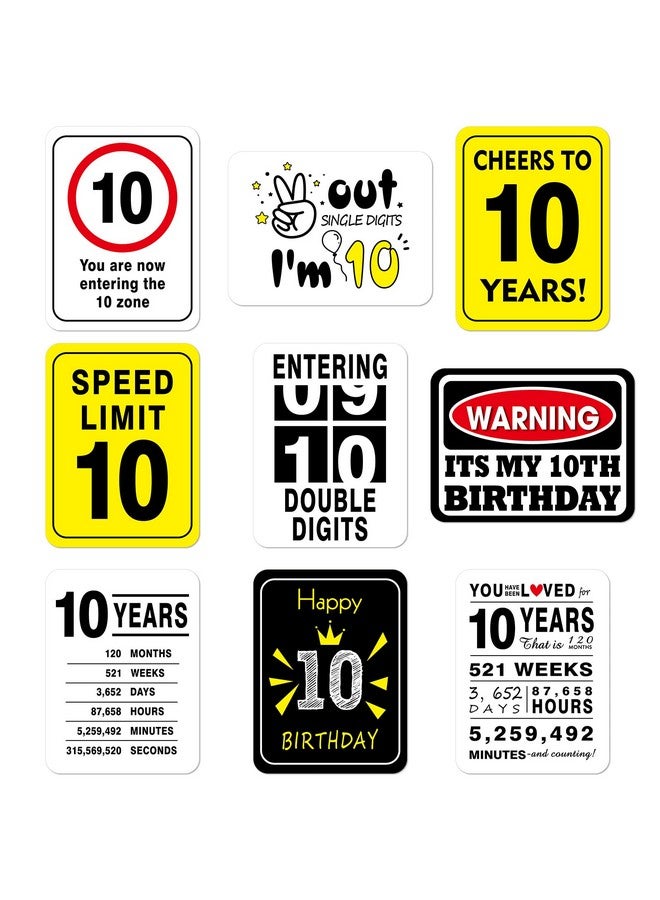 ويرنساي ديكورات حفلات عيد الميلاد العاشر من WERNNSAI - 9 قطع لافتات حائطية وعلامات مضحكة للمراهقين بعمر 10 سنوات، ديكور حفلات عيد الميلاد العاشر، لافتة، قطع مركزية للطاولة، باب، جدار، نوافذ، لافتات، دعائم صور للأولاد والبنات - Image 1