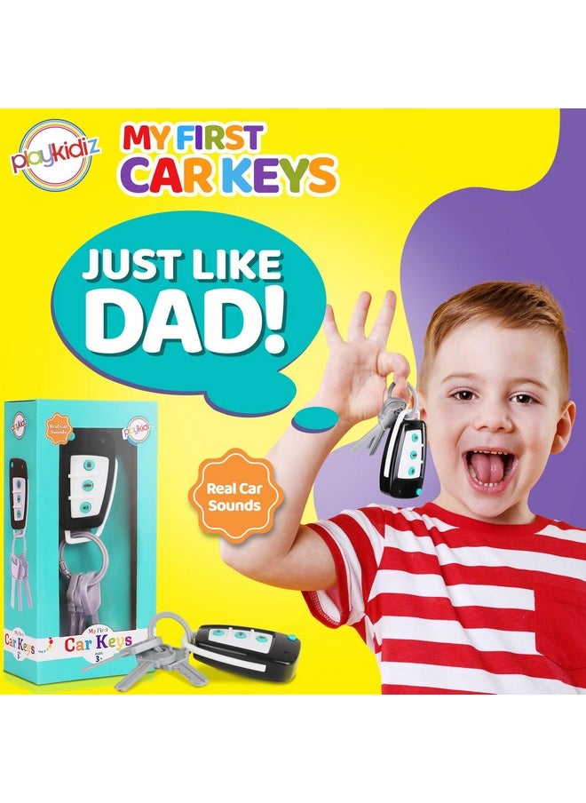 PLAYKIDIZ Toy Car Keys - Real Looking Play Toddler Remote Car Key - Interactive Kids Baby Keys With Lights And Sound Effetcs - Pretend Toy Keys For Boys Girls Age 3+  - Image 4
