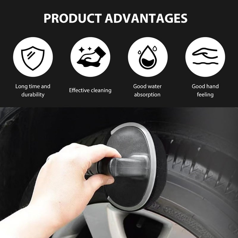 MUQIDA Car Tire Shine Applicator, Vehicle Tire Wheel Polishing Applicator Brush with Anti-Slip Handle, Tyre Detailing Tool Dressing Sponge Pad Brush for Car Truck SUV Motorcycle - Image 5