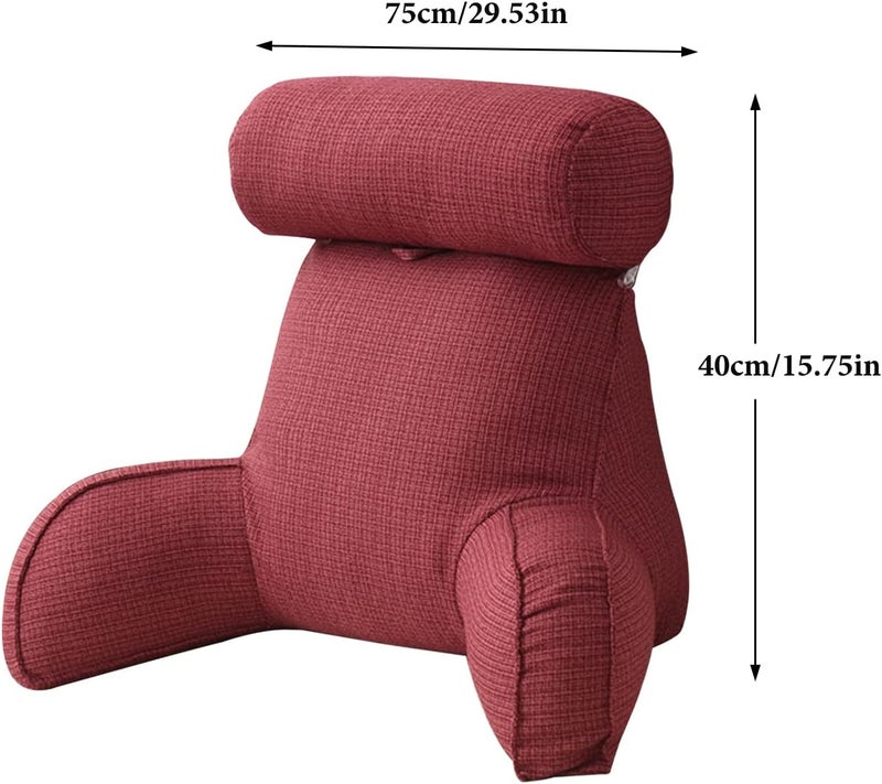 Backrest Pillow with Arms,Adult Reading Pillow | Lounge Pillow with Ultra-Comfy Detachable Neck Roll, Unmatched Support Sit Up Bed Rest Chair - Image 2