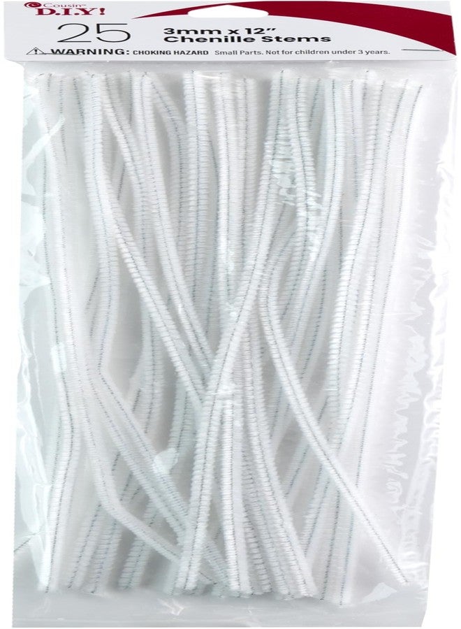 Cousin DIY White Chenille Pipe Cleaners, 3mm x 12 inch, 25 Pack - Image 1