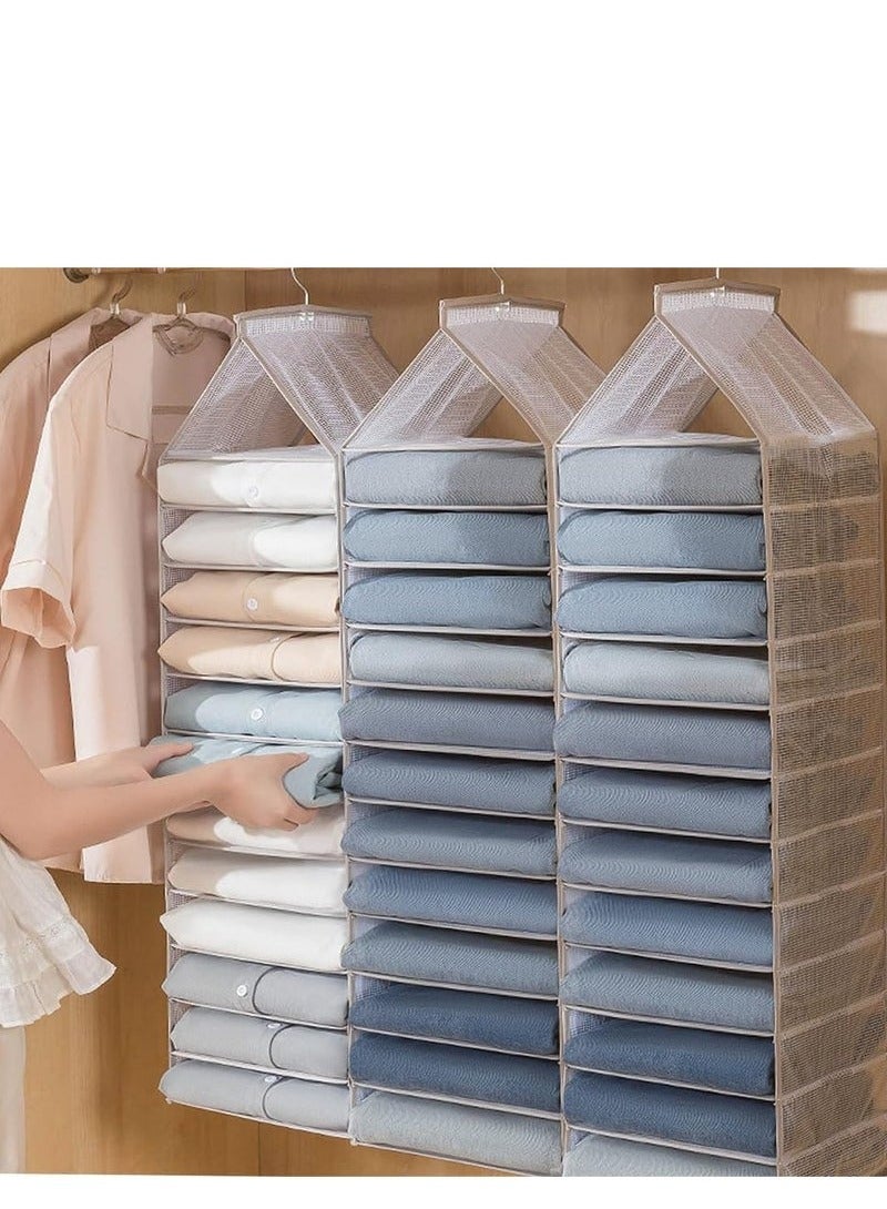 MIXDE Hanging Closet Organizer, 12 Shelves Closet Hanging Shelf, Closet Organizer, Space Saver, Hanging Wardrobe Storage with Sturdy Hooks for Storage, Foldable for Organizing Bedroom - Image 5