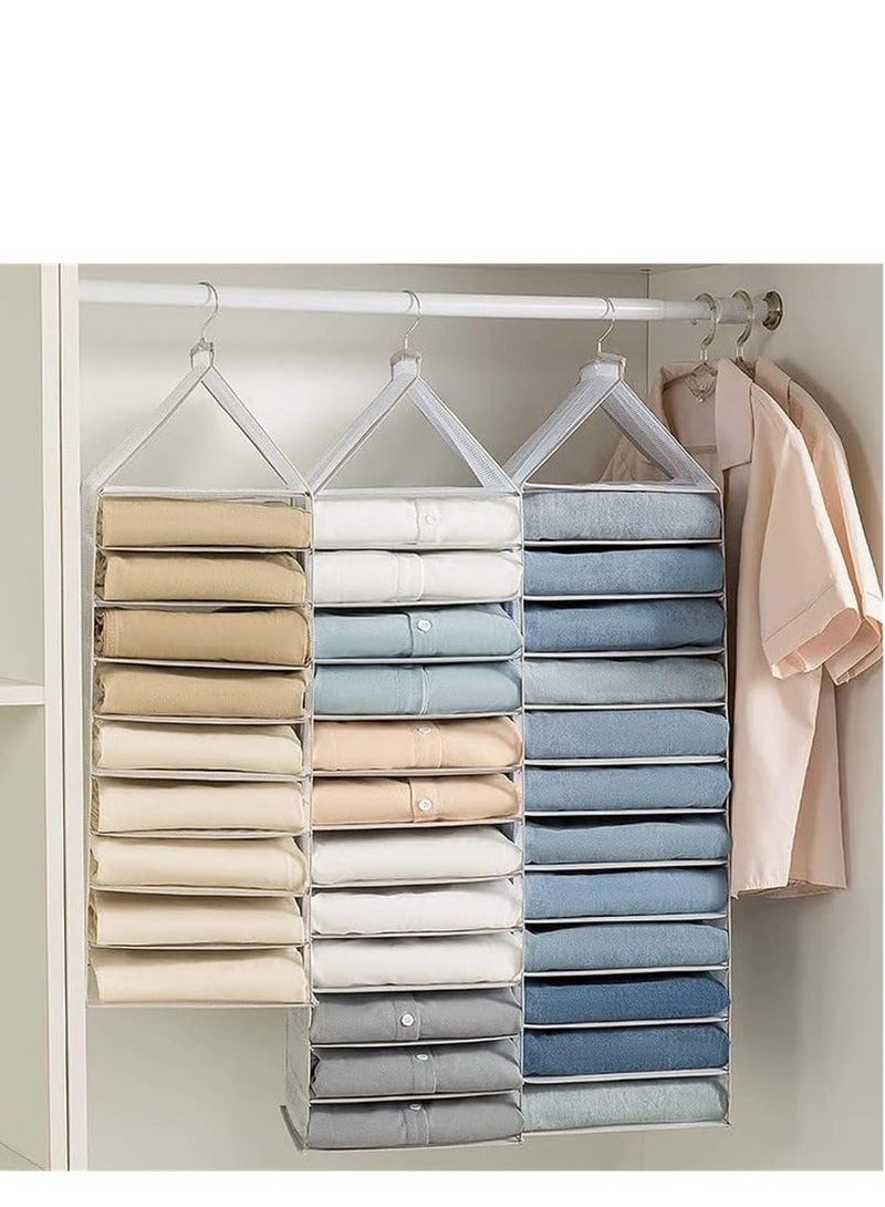 MIXDE Hanging Closet Organizer, 12 Shelves Closet Hanging Shelf, Closet Organizer, Space Saver, Hanging Wardrobe Storage with Sturdy Hooks for Storage, Foldable for Organizing Bedroom - Image 2