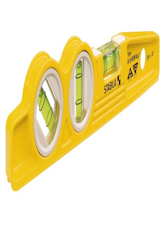 Stabila 25245 - Die Cast Magnetic Torpedo with 45 degree vial and V-groove frame
