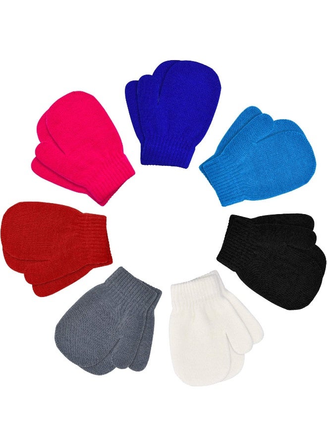 Syhood 7 Pairs Toddler Mittens Kid Gloves Stretch Full Finger Mitten Winter Warm Knitted Gloves  - Image 1