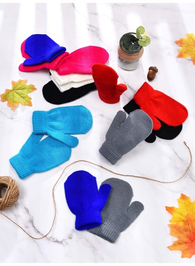 Syhood 7 Pairs Toddler Mittens Kid Gloves Stretch Full Finger Mitten Winter Warm Knitted Gloves  - Image 4