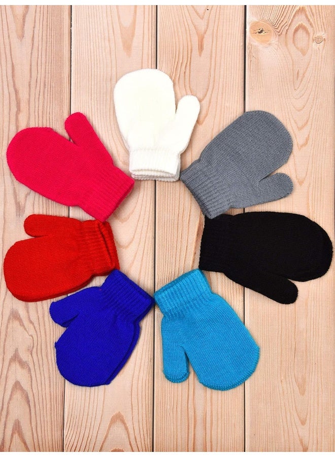 Syhood 7 Pairs Toddler Mittens Kid Gloves Stretch Full Finger Mitten Winter Warm Knitted Gloves  - Image 3