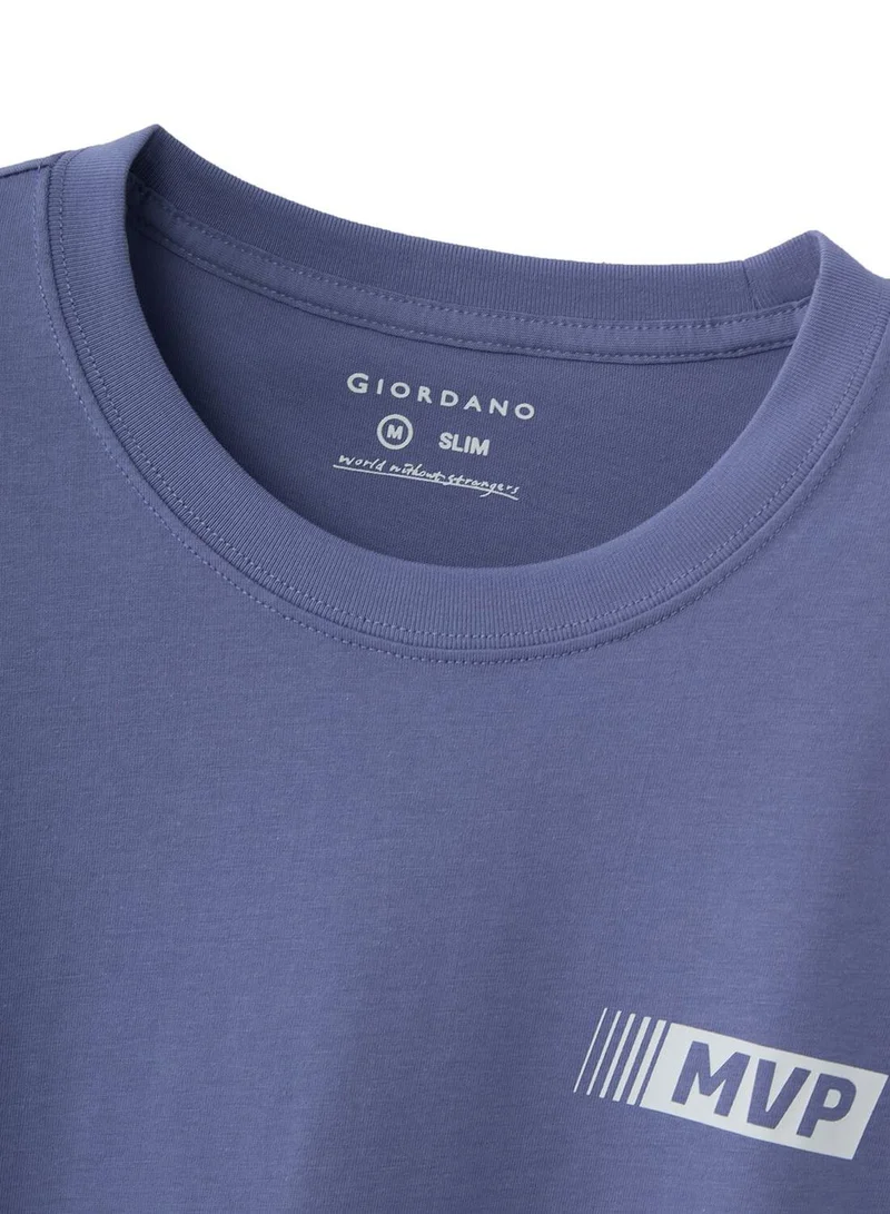 GIORDANO  Men's Slim Fit Cotton Jersey Message Print Tee for Men | Best Price UAE