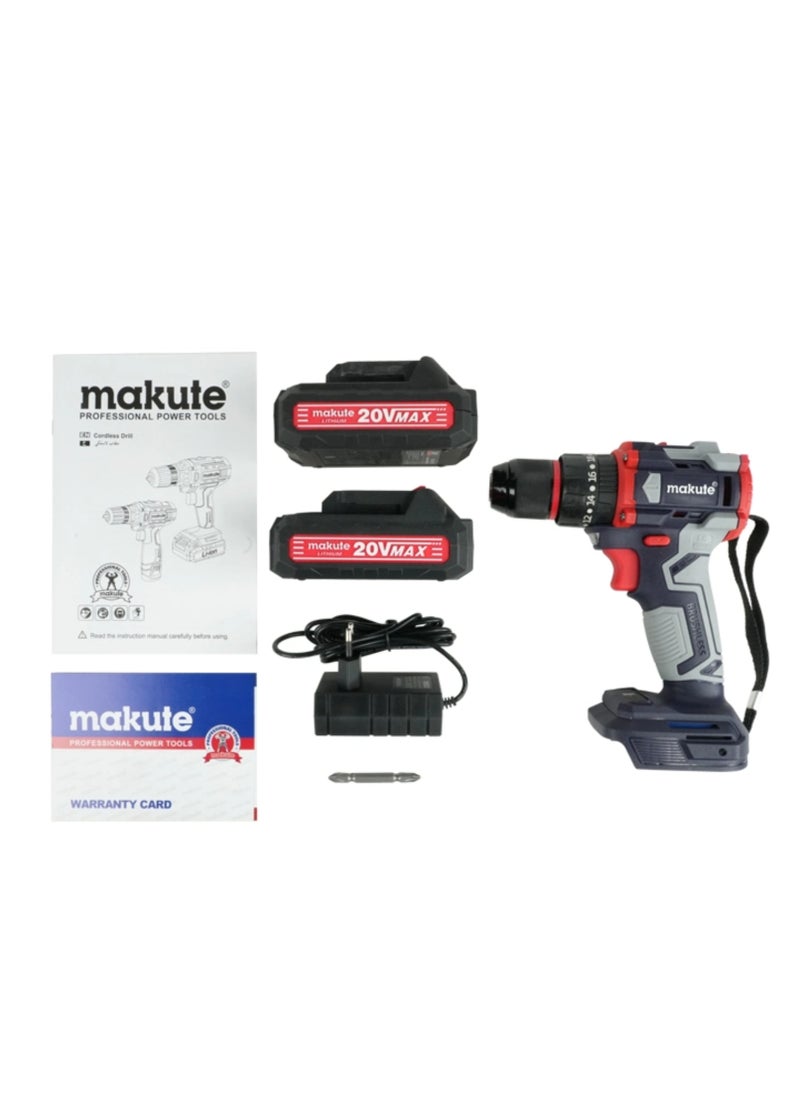 makute 10mm Cordless Impact Drill with Brushless Motor, 20V, 0-500/0-1500 RPM, 40N.m Max Torque, Includes 1x 2.0Ah Battery & Standard Charger, CID-121-10-2BL  - Image 3