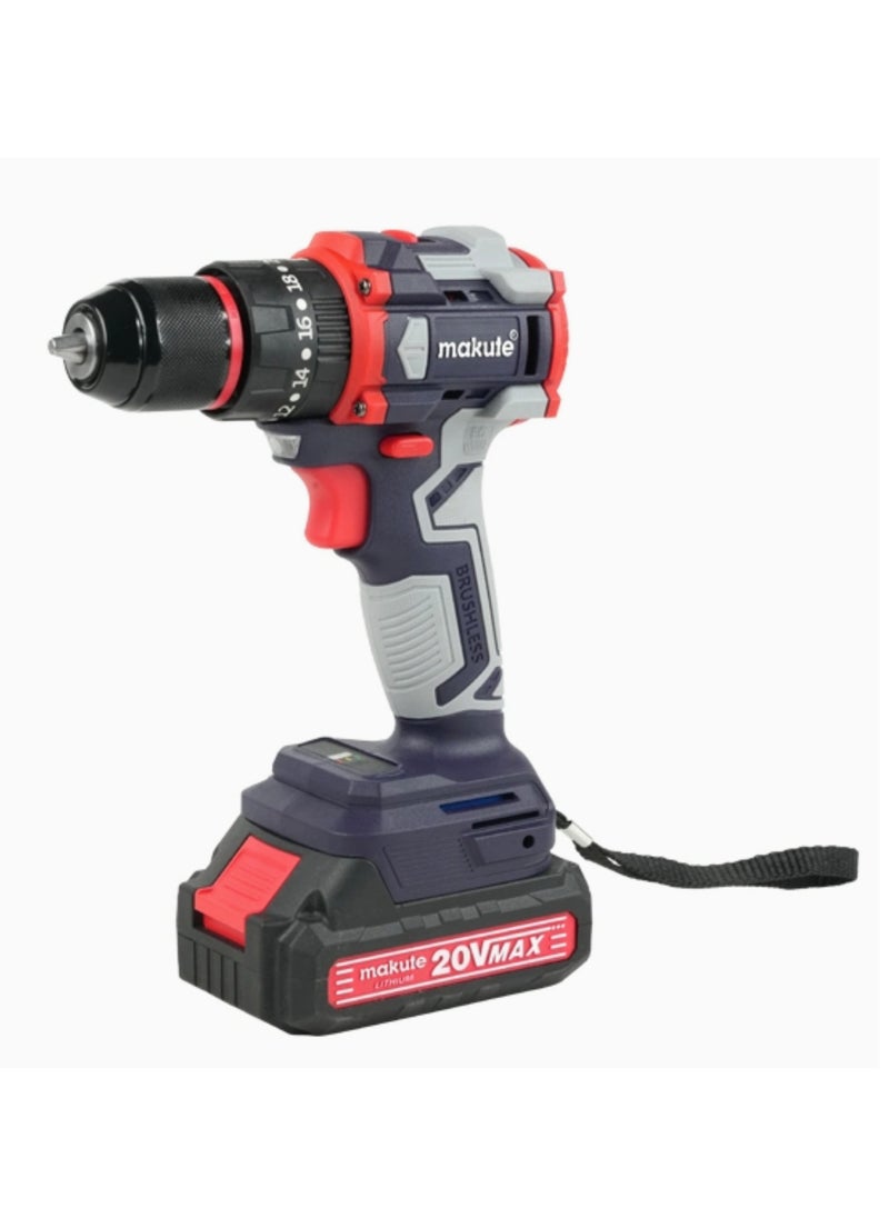 makute 10mm Cordless Impact Drill with Brushless Motor, 20V, 0-500/0-1500 RPM, 40N.m Max Torque, Includes 1x 2.0Ah Battery & Standard Charger, CID-121-10-2BL  - Image 1