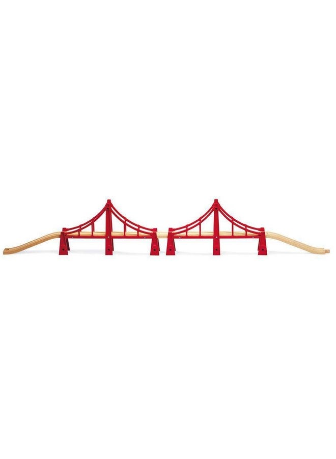 BRIO World Double Suspension Bridge - FSC-Certified Longest Wooden Train Track Bridge - Compatible with All BRIO Railway Sets - 5-Piece Set of 2 Bridges & 3 Tracks - Creative Fun for Kids Ages 3 & Up - Image 3