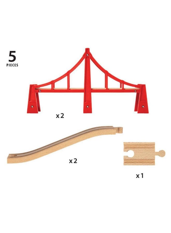 BRIO World Double Suspension Bridge - FSC-Certified Longest Wooden Train Track Bridge - Compatible with All BRIO Railway Sets - 5-Piece Set of 2 Bridges & 3 Tracks - Creative Fun for Kids Ages 3 & Up - Image 5