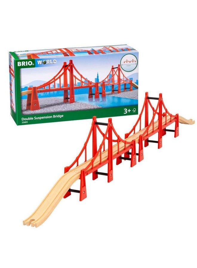 BRIO World Double Suspension Bridge - FSC-Certified Longest Wooden Train Track Bridge - Compatible with All BRIO Railway Sets - 5-Piece Set of 2 Bridges & 3 Tracks - Creative Fun for Kids Ages 3 & Up - Image 2