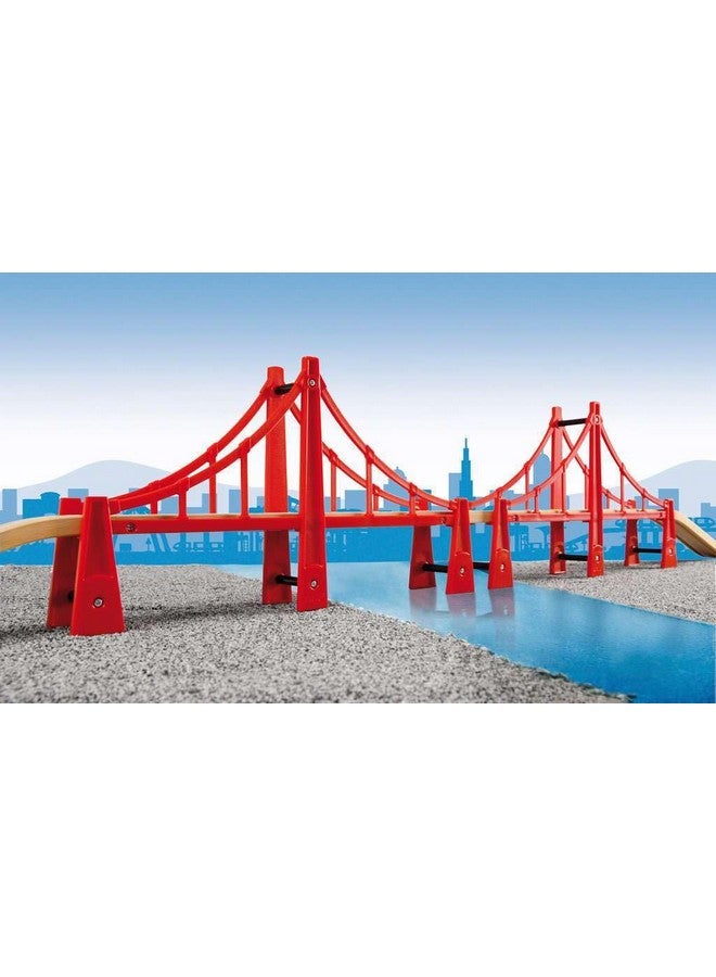 BRIO World Double Suspension Bridge - FSC-Certified Longest Wooden Train Track Bridge - Compatible with All BRIO Railway Sets - 5-Piece Set of 2 Bridges & 3 Tracks - Creative Fun for Kids Ages 3 & Up - Image 4