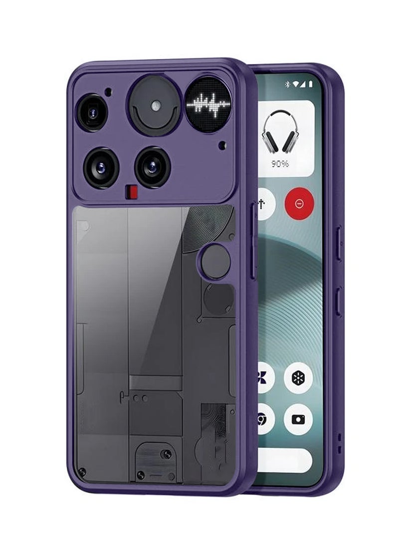 Wtech Nothing Phone (3) 5G 2025 Hybrid TPU Silicone with Raised Camera Slim Armour Case Cover (MCAPSA) - Clear/Eggplant Purple - Image 1