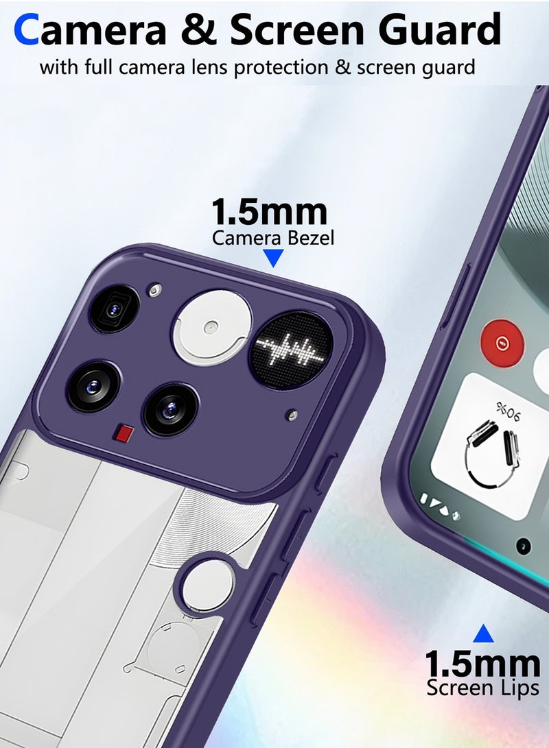Wtech Nothing Phone (3) 5G 2025 Hybrid TPU Silicone with Raised Camera Slim Armour Case Cover (MCAPSA) - Clear/Eggplant Purple - Image 2